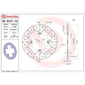 Disco freno fisso BREMBO 68B407H0 serie oro D.245 spessore 5mm 4 fori per DUCATI