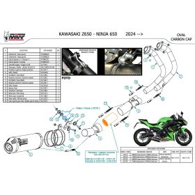 MIVV Komplettauspuff homologiert OVAL Titan mit Kohlefaser-Endkappe für KAWASAKI Z650