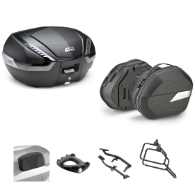 Kit GIVI bauletto V47 TECH borsa WL900B carbon/fumè 47/25L per MOTO GUZZI V85 TT