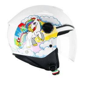 Child Motorcycle Helmet CGM 261D MINI Dreams White Fuchsia Light Blue Glossy