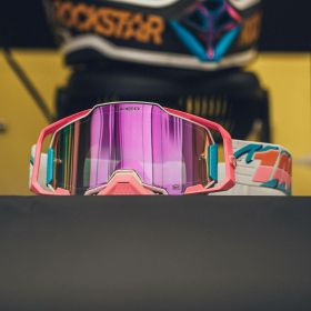 Lunettes de motocross 100% ARMEGA HIPER LEFREAK avec lentille miroir rose