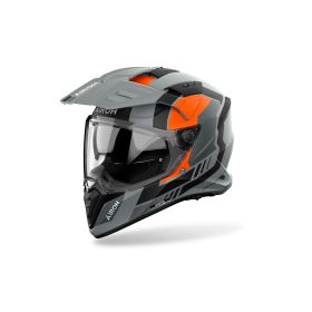 Enduro Helm AIROH Bandit Horn Schwarz Grau Orange Fluo Matt