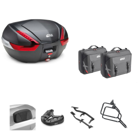 Kit GIVI bauletto V47 borsa X-LINE carbon/rosso 47/33L per SUZUKI DL V STROM