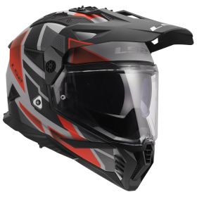Enduro helmet dual road LS2 MX702 PIONEER II BLOCK grey red