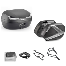 GIVI SIMPLY IV TECH luggage case V37 TECH smoked black 45/37L for KAWASAKI KLE VERSYS