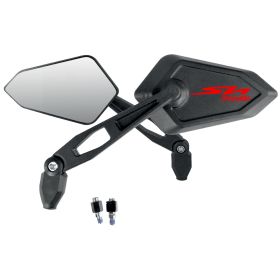 Schwarzes Street Mirror Paar mit rotem HONDA SH MODE 125 Logo