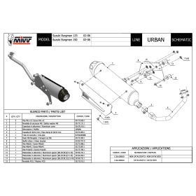 Silencieux MIVV Urban complet avec catalyseur approuvé pour SUZUKI Burgman 125