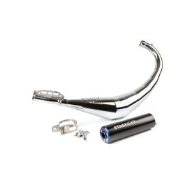 Stage6 Streetrace Complete Exhaust Chrome CNC Blue/Black Derbi/Minarelli AM6