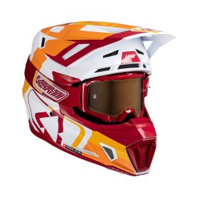 Casque motocross LEATT Moto 7.5 Ruby blanc rouge orange avec masque 4.5