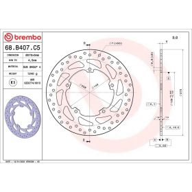 Disque frein fixe BREMBO 68B407C5 série or acier inoxydable D.270 épaisseur 5 mm 5 trous