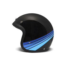 Jet Helm Cafe Racer DMD RETRO Acqua Schwarz Blau Glanz