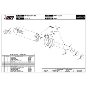 MIVV Silencieux Oval Slip-on homologué en acier inoxydable pour HONDA VFR 800
