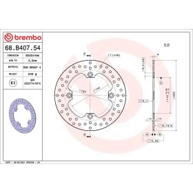 Disco freno fisso BREMBO 68B40754 serie oro acciaio inox D.220 spessore 4mm 4 fori