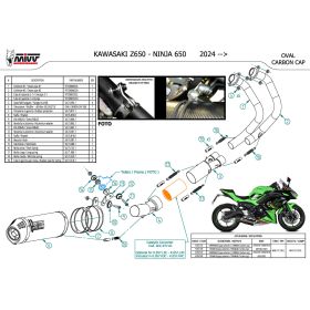 MIVV Komplettauspuff Oval Titan mit Carbon-Endkappe für KAWASAKI z650 2024-2025