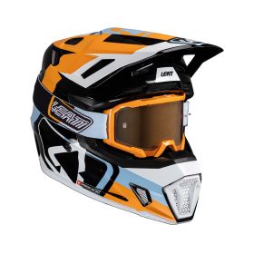 Casque motocross LEATT Moto 7.5 orange noir blanc avec masque 4.5