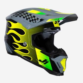 Casco Motocross JUST1 J40 SIXTIES giallo/nero/grigio lucido