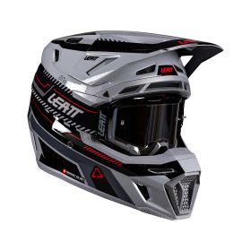 Casco motocross LEATT Moto 8.5 Composite grigio nero rosso con maschera 5.5
