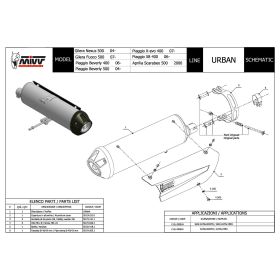 MIVV Urban Silencieux Slip-on en Acier Inoxydable pour APRILIA Scarabeo 500