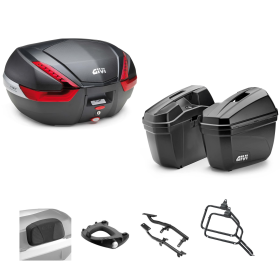 GIVI V47 Top Case Kit E22 Black/Red 47/22L for MOTO GUZZI V85 TT