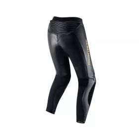 Pantalons de moto pour femmes REBELHORN REBEL en cuir noir/or