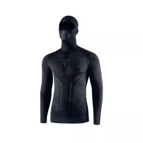 T-shirt termoattiva moto uomo REBELHORN con passamontagna THERM II 2 nera/grigia