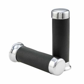 Manopole PIAGGIO 22/24 mm lunghezza 120 mm nere con berretto cromato paio