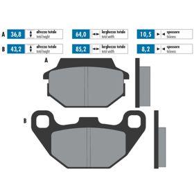 POLINI ORIGINAL Brake Pad Pair 36.8x64x10.5/43.2x85.2x8.2 mm