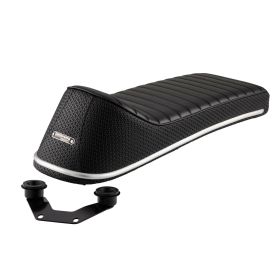 Sella sportiva TREZZI Clubman Short nera con stemma per Lambretta