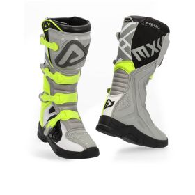 ACERBIS Motorradstiefel genehmigt x-team grau/gelb Verschluss 4 Haken