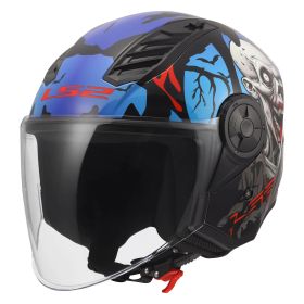 Jet helmet LS2 OF616 AIRFLOW II ZOMBIE II black red blue
