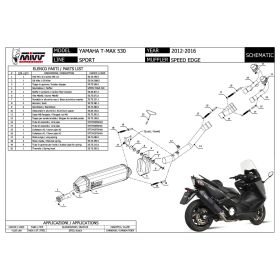 MIVV Speed Edge Komplett Schwarz Auspuff für YAMAHA T-Max 500 2012-2016