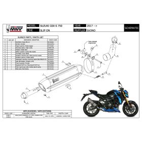 MIVV Black Slip-on Auspuffgeräusch genehmigt für SUZUKI GSX-S 750