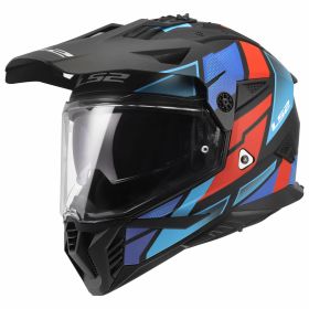 Enduro helmet dual road LS2 MX702 PIONEER II BLOCK black red blue