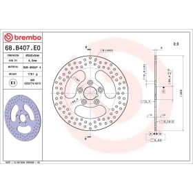 Disque de frein fixe BREMBO 68B407E0 Série Or D.292 Épaisseur 5mm 5 trous HARLEY DAVIDSON