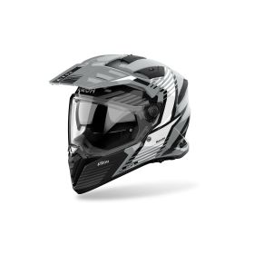 Enduro Helm AIROH Bandit Spicy Grau-Schwarz-Weiß-Glanz