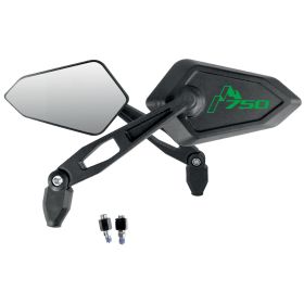 Schwarze Straßenpiegel Paar mit grünem HONDA-Logo XL 750 TRANSALP