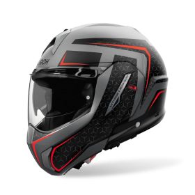 Modular Helmet AIROH Mathisse II Magnet Red Fluorescent Black Grey Matte