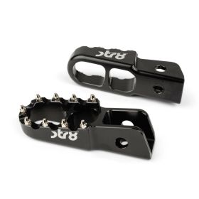 STR8 MX EVO CNC Schwarz Beifahrerfußrasten DERBI