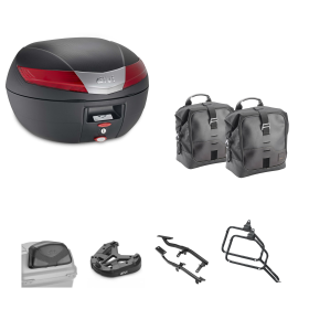 Kit GIVI bauletto V40 borsa CORIUM nero rosso 40/16L per ROYAL ENFIELD SUPER METEOR
