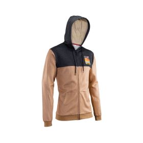 Felpa con cappuccio e cerniera LEATT Premium Desert marrone tasche scaldamani