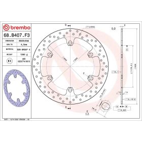 Disque de frein fixe BREMBO 68B407F3 Série Or D.320 Épaisseur 5mm 6 trous pour DUCATI