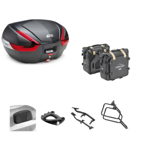 Kit de top case GIVI V47 CANYON carbone/rouge 47/25L pour BMW R GS