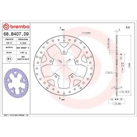 BREMBO Feststehende Bremsscheibe 68B407D9 Gold Serie D.263 Dicke 5mm 5 Löcher für PEUGEOT