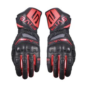 Motorcycle Gloves FIVE RFX SPORT EVO Summer Leather Gloves Black Red Fluo