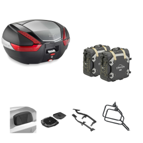 GIVI V47 Topcase-Kit CANYON Tasche Schwarz Rot 47/30L für MOTO GUZZI