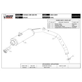 MIVV Oval Slip-on Auspuff genehmigt aus Edelstahl für HONDA CBR 600 RR 2003-2004