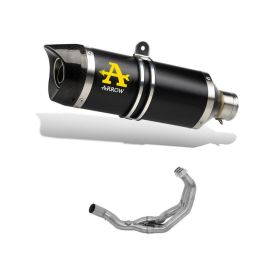 ARROW Thunder Slip-On Exhaust dark aluminum cap and collector for Yamaha Tracer 900 GT