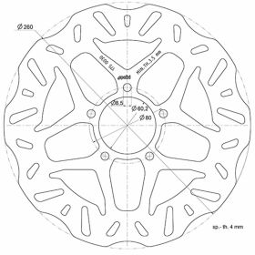 Disque de frein POLINI D.260 pour APRILIA SCARABEO 125