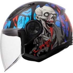 Casco jet LS2 OF616 AIRFLOW II COVER grigio blu