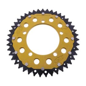 Corona ZF 43 denti passo 520 oro nera dual per Aprilia